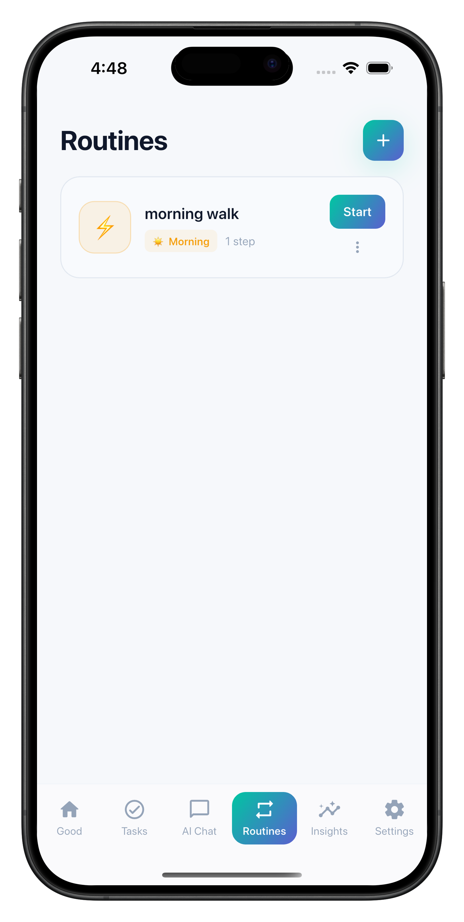 MindMint Routines screen